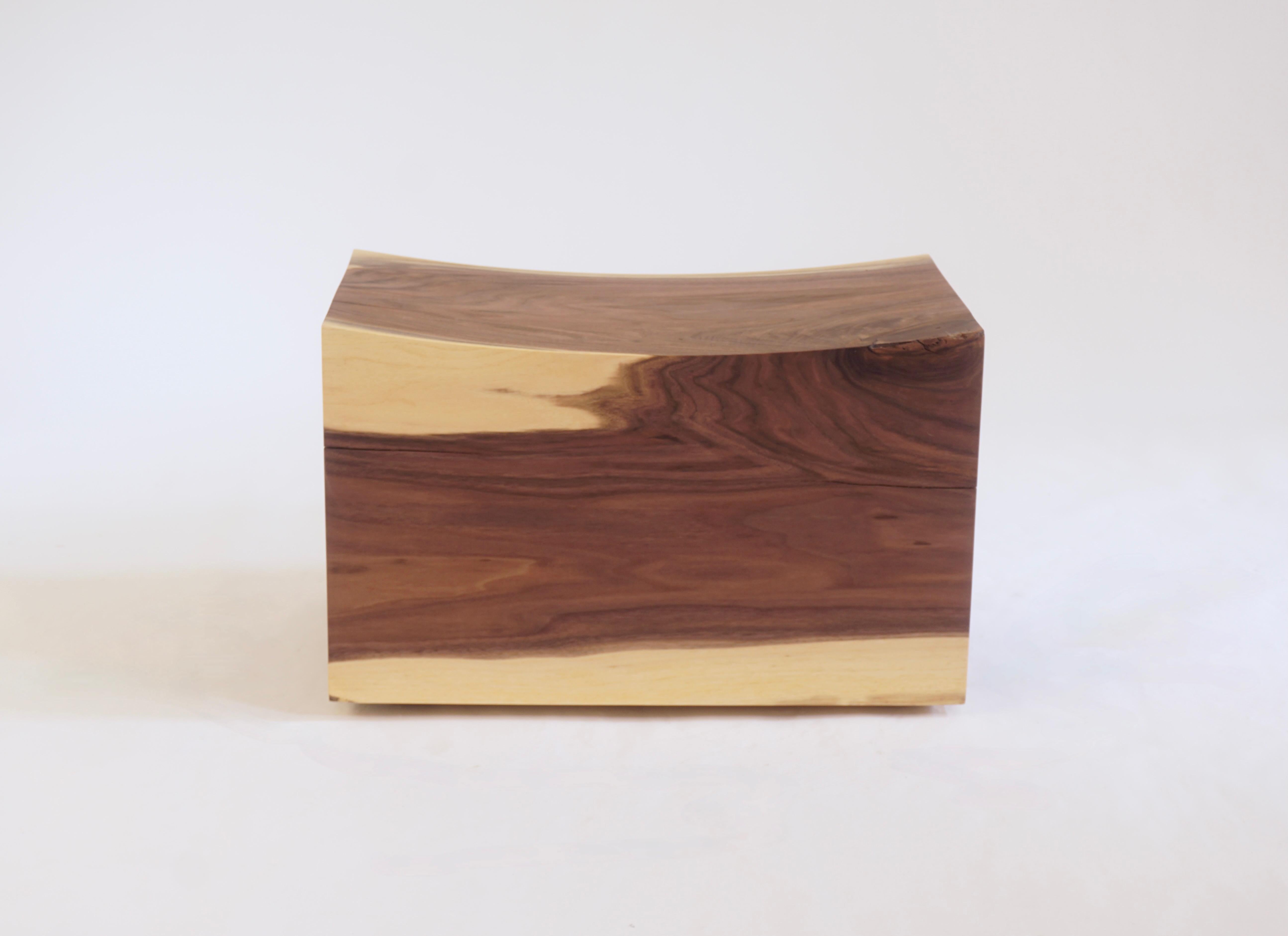 Solid Walnut Pillow Pedestal Benches on Spherical Casters - set of 3 For Sale 3