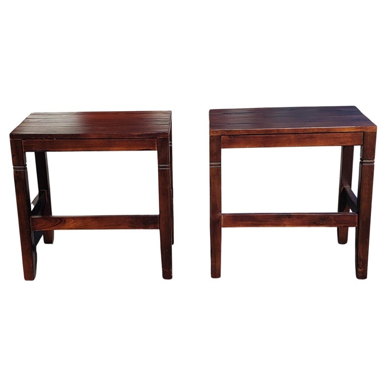 Solid Walnut Rectangular Side Tables, a Pair For Sale at 1stDibs