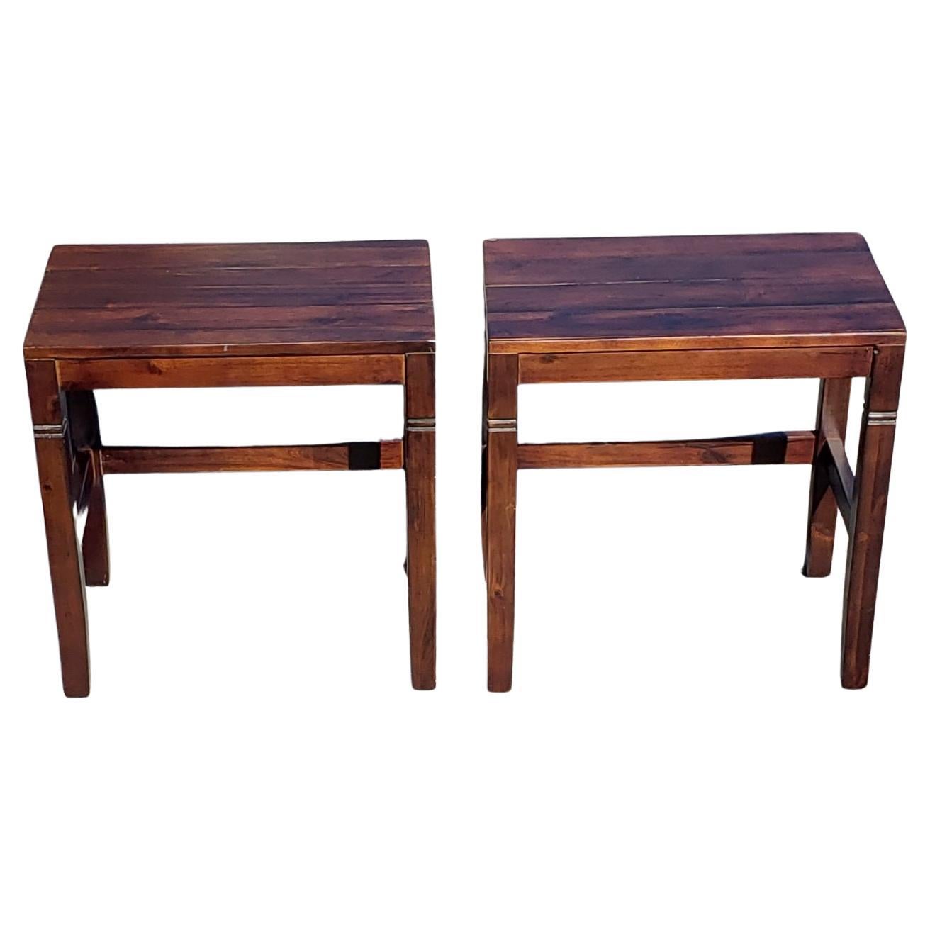Modern Solid Walnut Rectangular Side Tables, a Pair For Sale