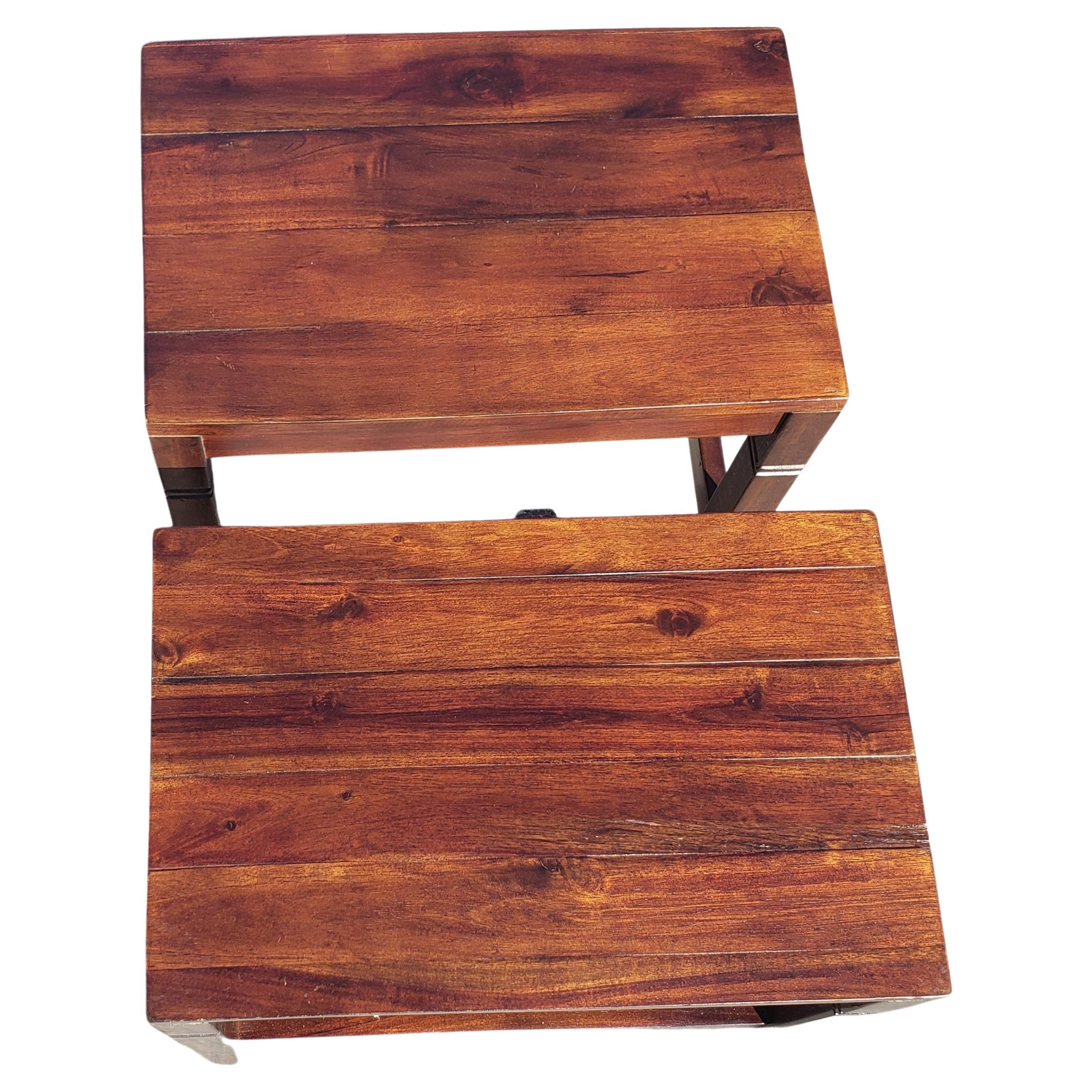 American Solid Walnut Rectangular Side Tables, a Pair For Sale