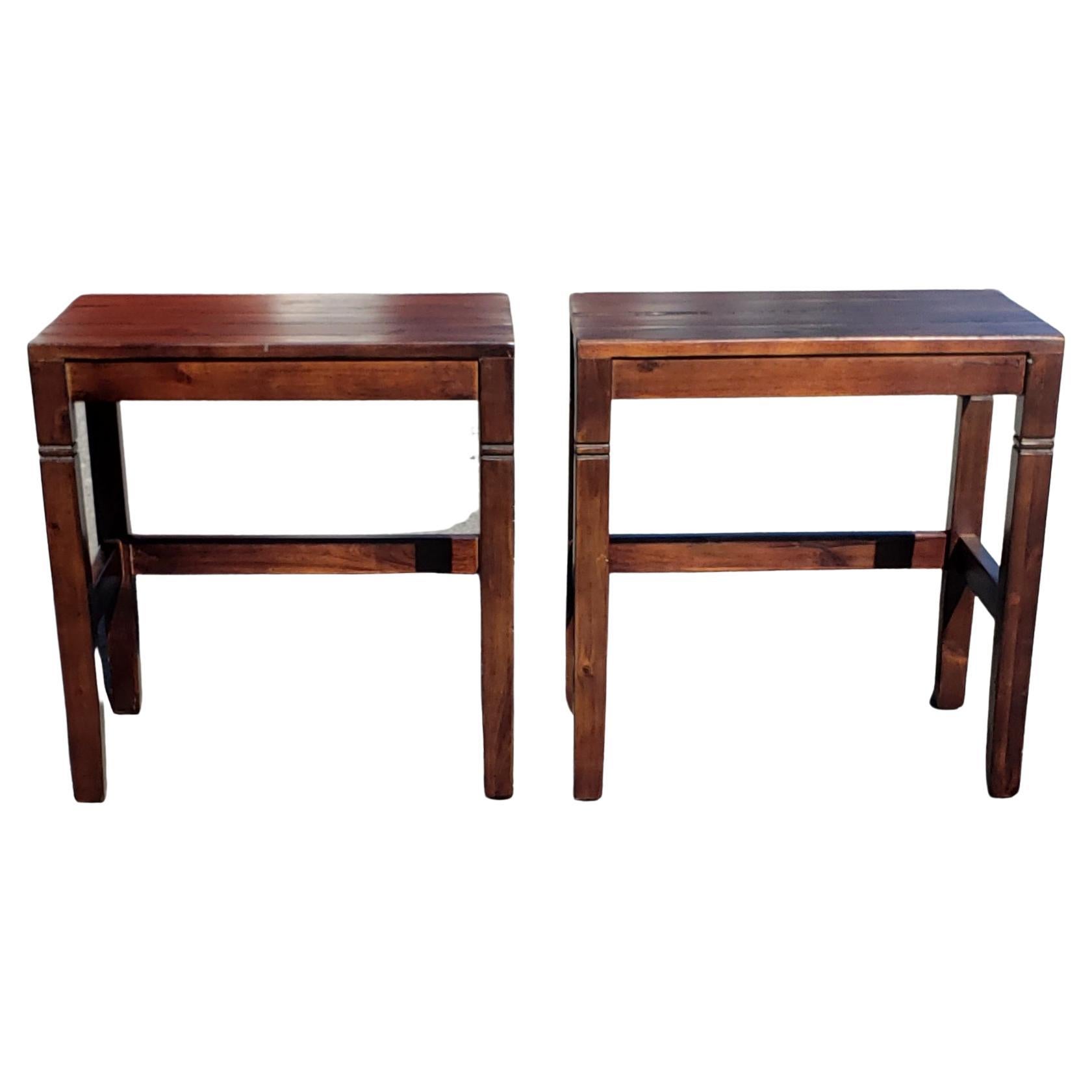 Solid Walnut Rectangular Side Tables, a Pair In Good Condition For Sale In Germantown, MD