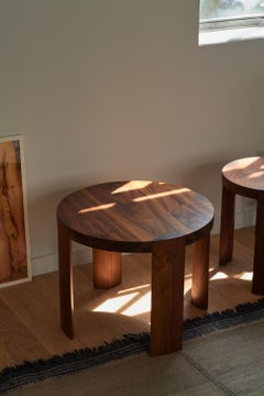 Solid walnut Rota side table four legged in modernist style