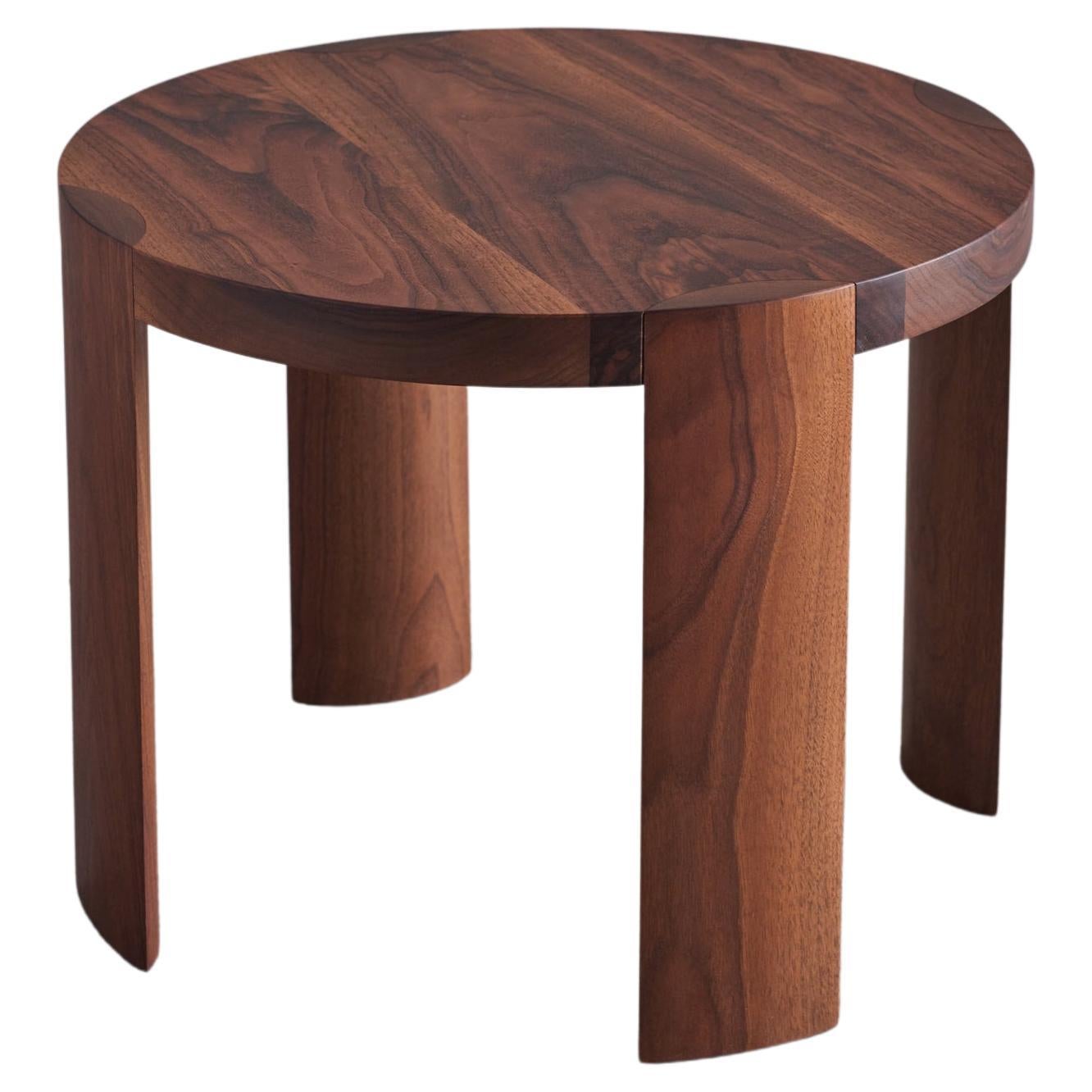 Solid walnut Rota side table four legged in modernist style For Sale