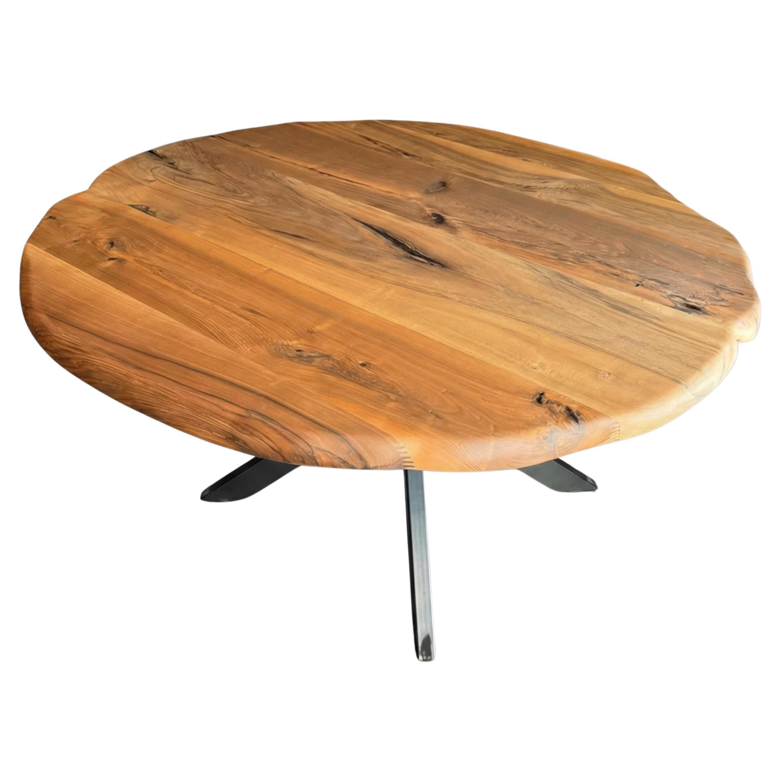 Solid Walnut Round Dining Table (Ø 100cm) - Minimalist Bespoke Design For Sale