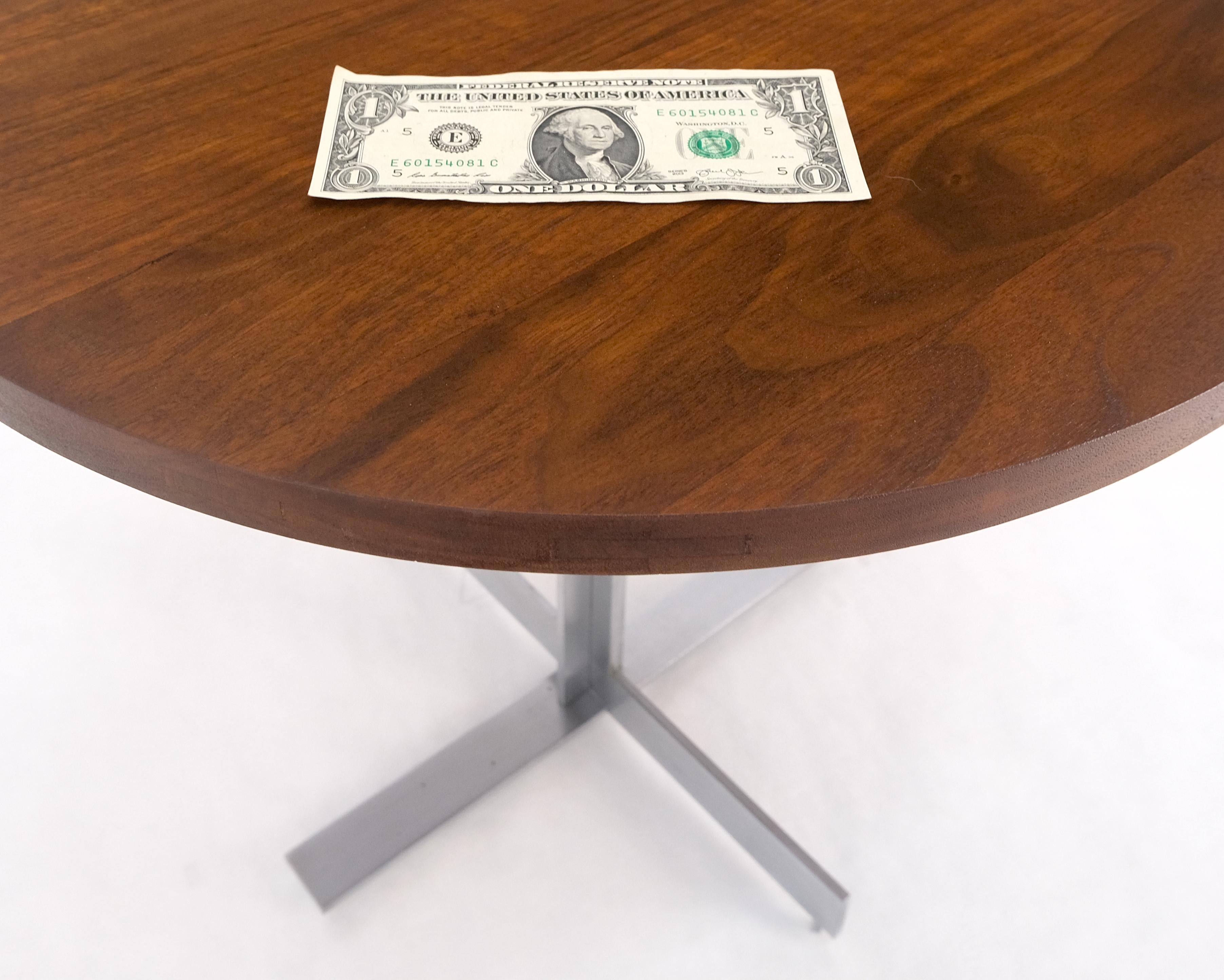 Solid Walnut Round Top Brushed Machined Stainless Steel Base Side End Table Stan For Sale 4
