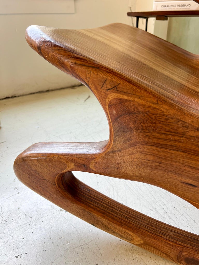 Vintage Solid Walnut Sculpted Modernist Rocking Chair at 1stDibs