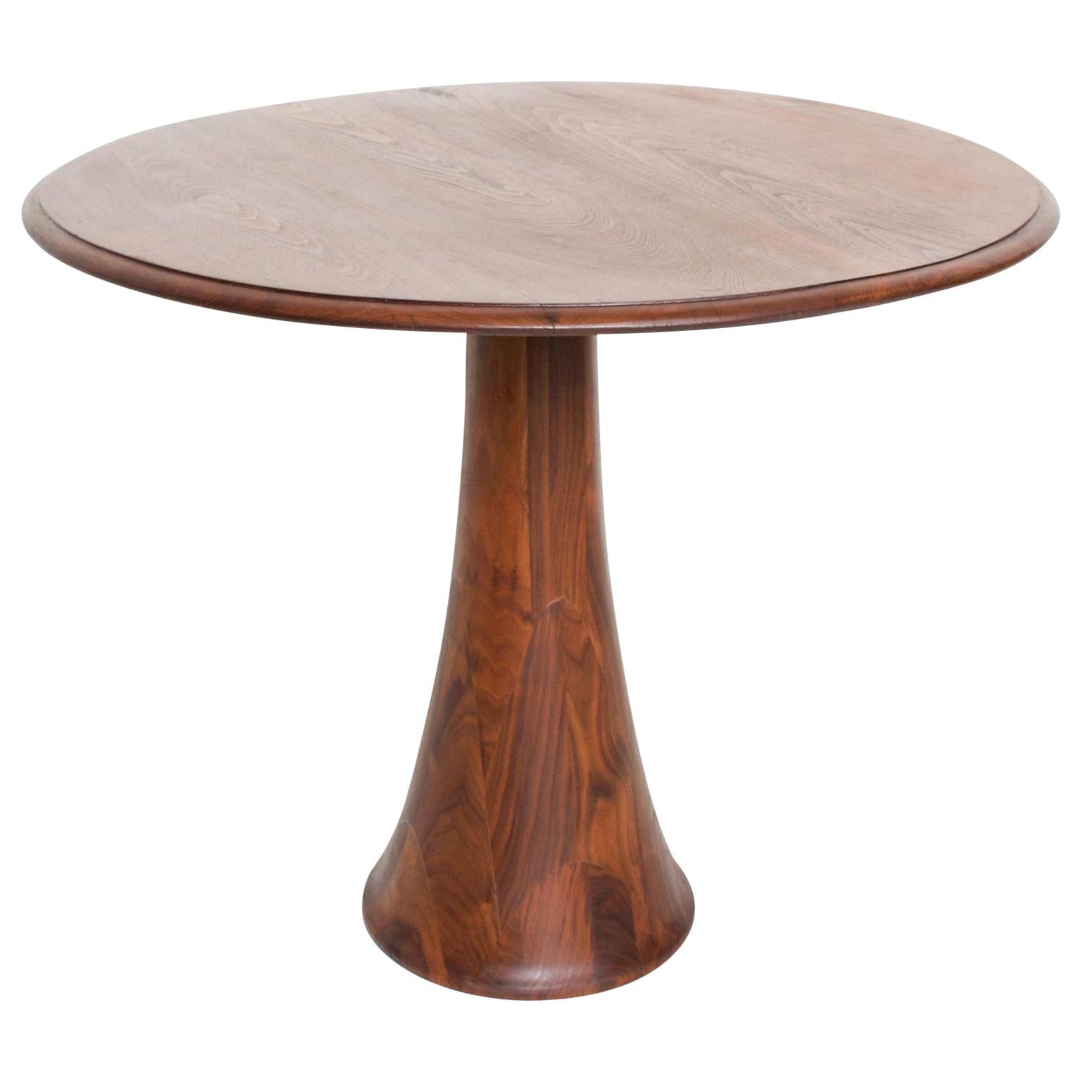 Solid Walnut Sculptural Round Table Mid-Century Modern Period