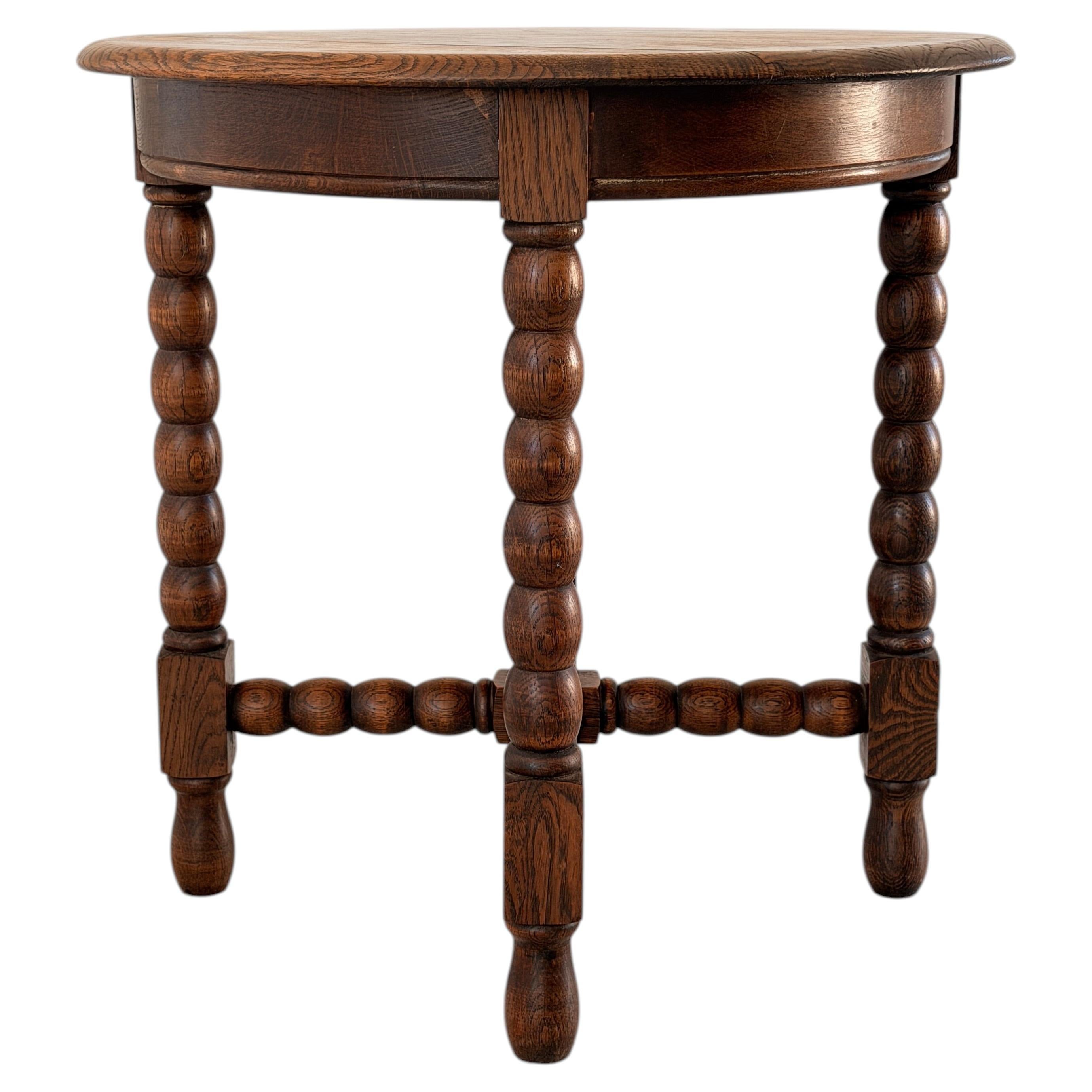 Solid Walnut Side Table Attributed to Charles Dudouyt, France, circa 1940 For Sale