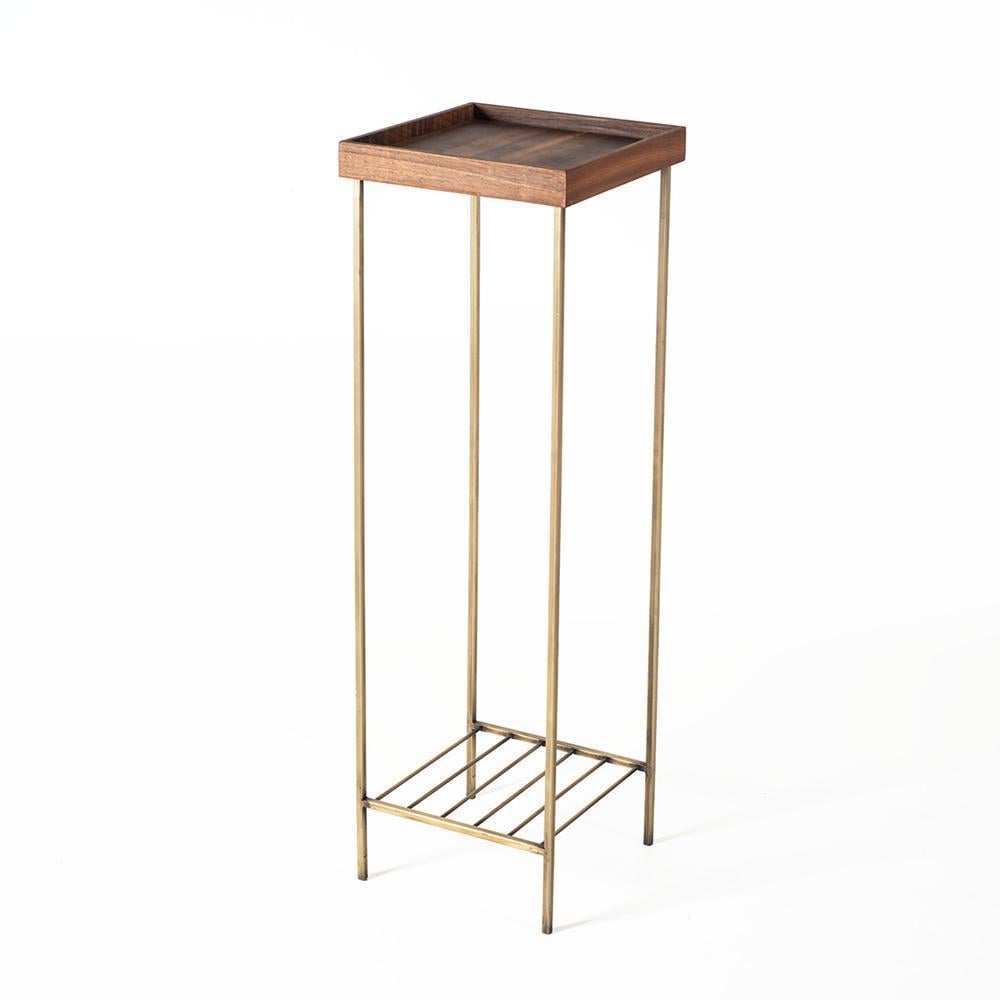 Beistelltisch/Pflanzenständer-Set aus massivem Nussbaumholz - EDGE AGED Serie mit Gold Antique-F (Moderne) im Angebot