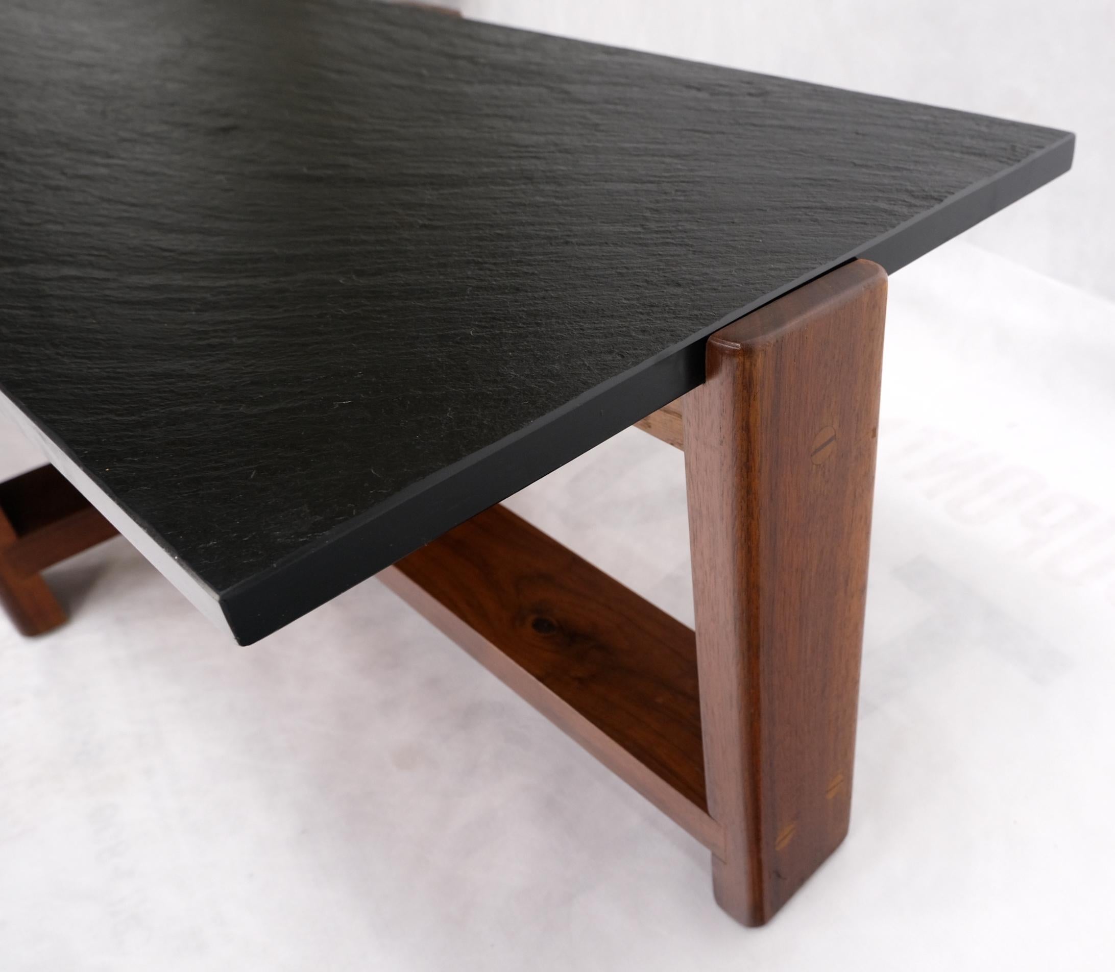 20th Century Solid Walnut & Slate Rectangular Mid-Century Modern Coffee Table For Sale
