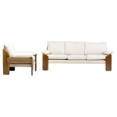 Solid Walnut Sofa and Arm Chair by Sapporo for Mobil Girgi
