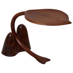 Solid Walnut Studio Side Table in Leaf Shape, USA, 1970s