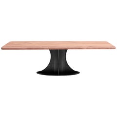 Solid Walnut Table with Blackened Steel Empire Pedestal by Mark Jupiter