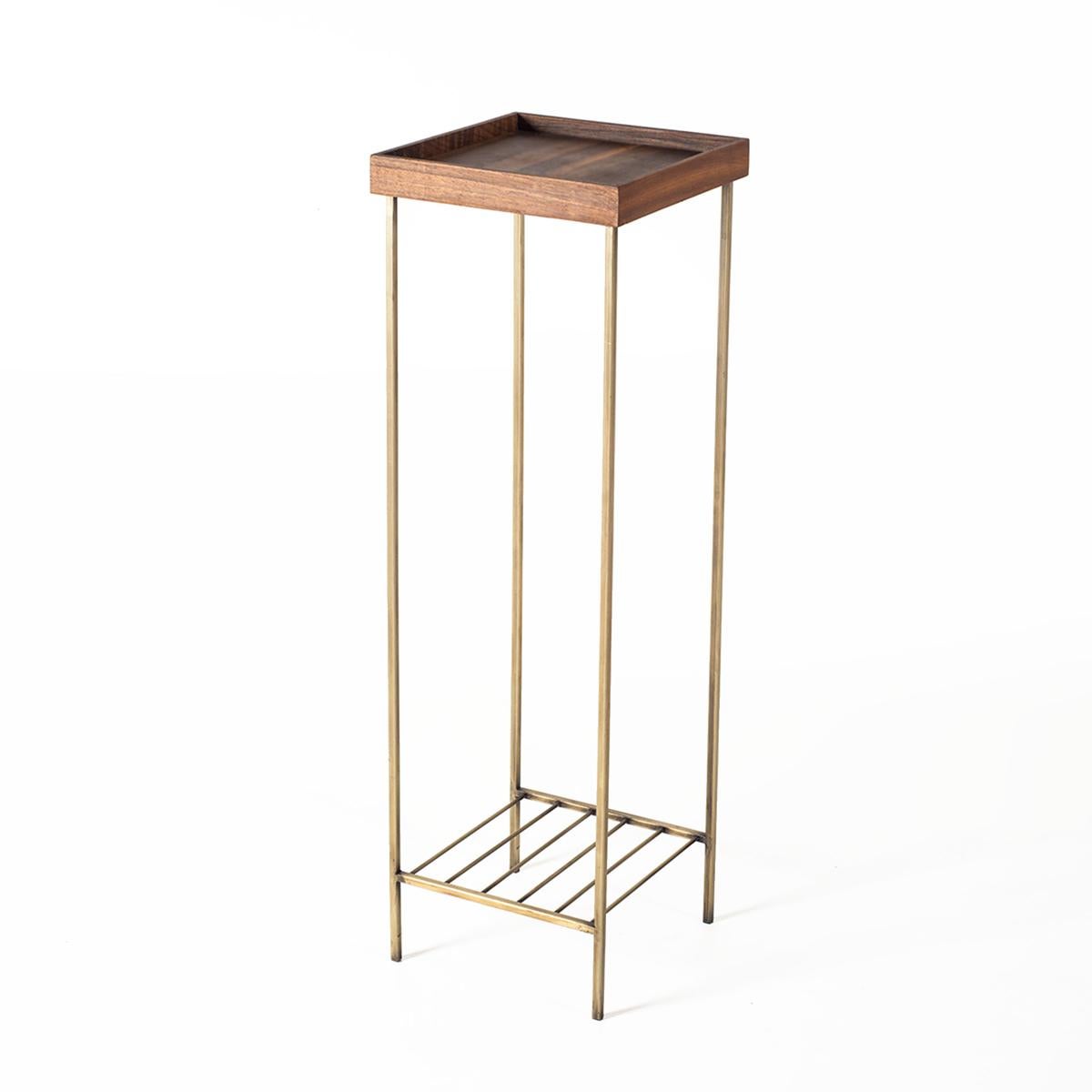 Hand-Crafted Solid Walnut Tall Side Table / Plant Stand – EDGE AGED For Sale