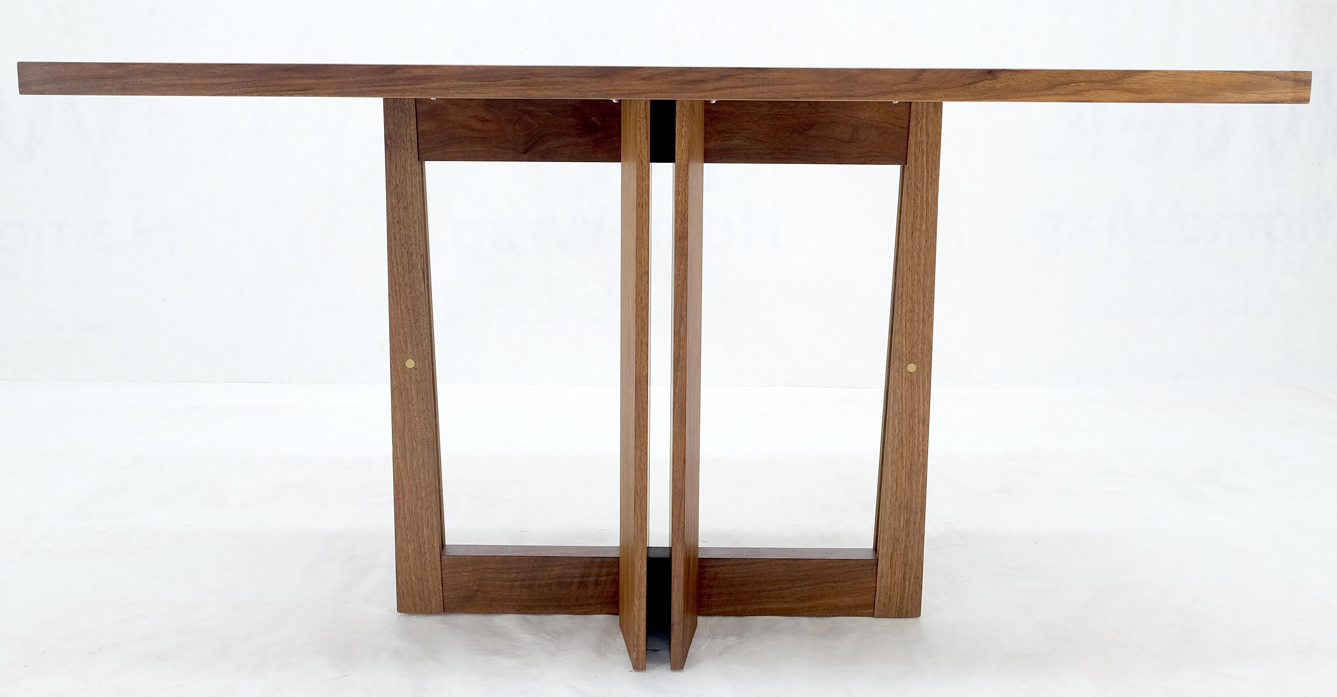 Mid-Century Modern Solid Walnut Trestle Base Rectangle Mid Century Modern Dining Table Brass Inlaid