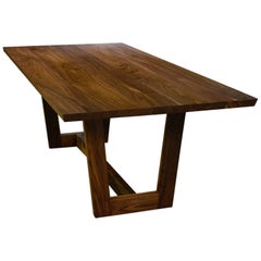 Solid Walnut Trestle Table with Bevelled Top Solid Walnut Trestle Table with Bevelled Top