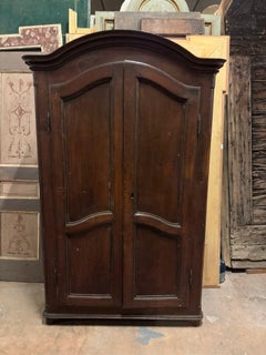 Solid walnut two-door wardrobe with curved panel, Italy