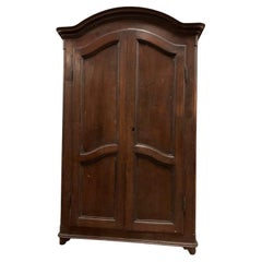 Solid walnut two-door wardrobe with curved panel, Italy