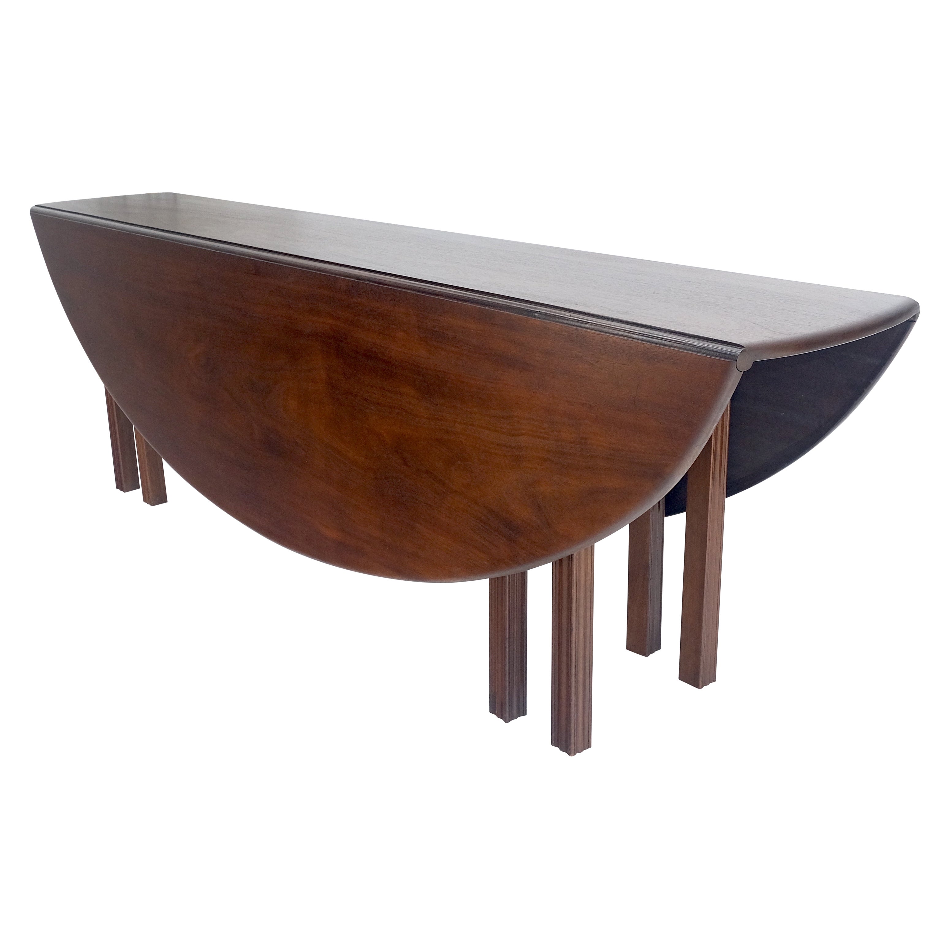 Solid Walnut Very Fine Large 8
 Long Console 24" Drop Leaf Dining Console Table For Sale