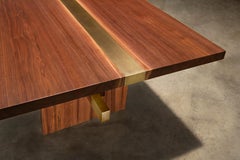 Solid Walnut with Brass Inlay on Solid Walnut Base "Dequindre Dining Table"