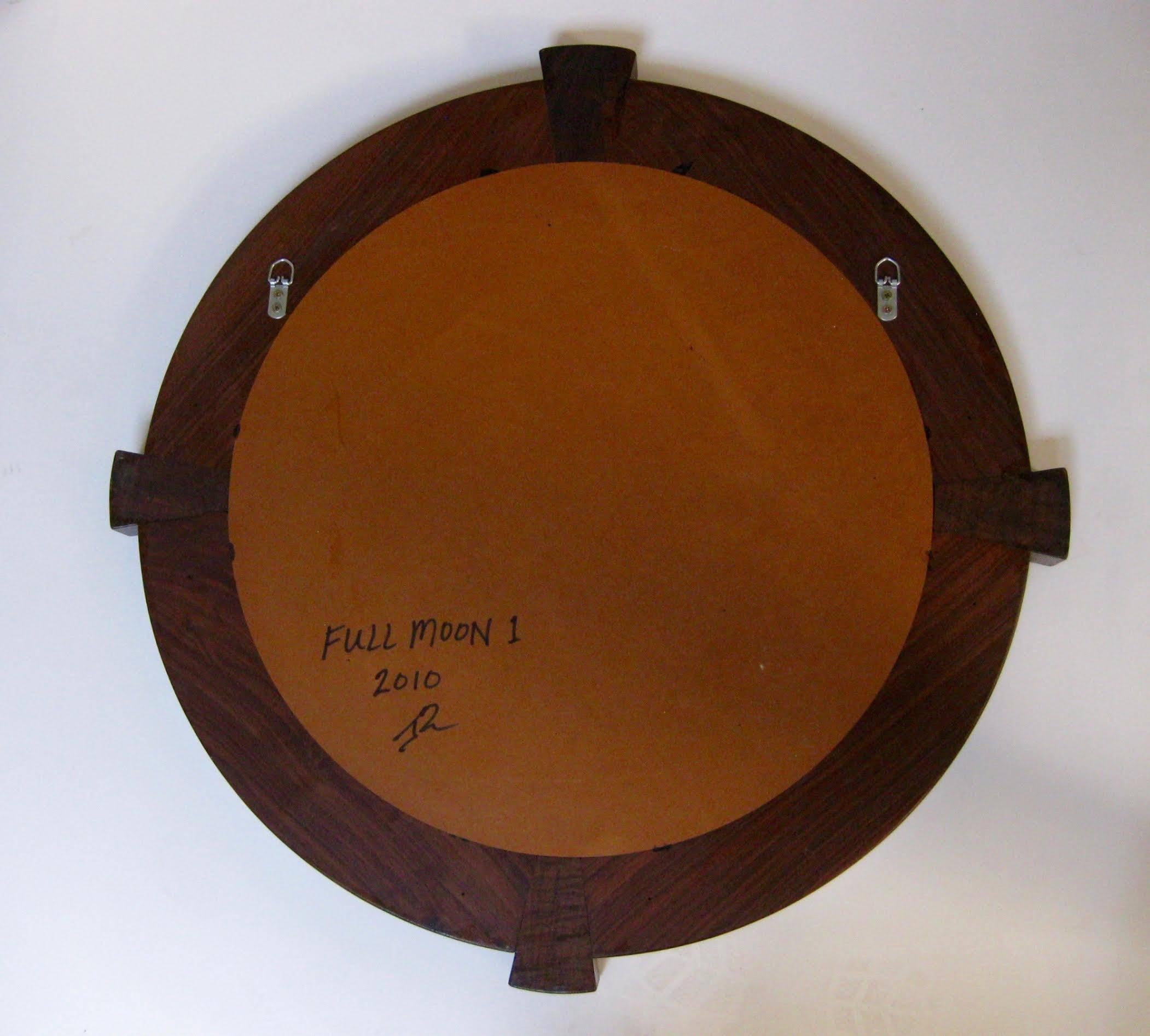 Modern Solid Walnut Wood and Bird's-eye Maple “Full Moon” Medallion Wall Art Hanging For Sale