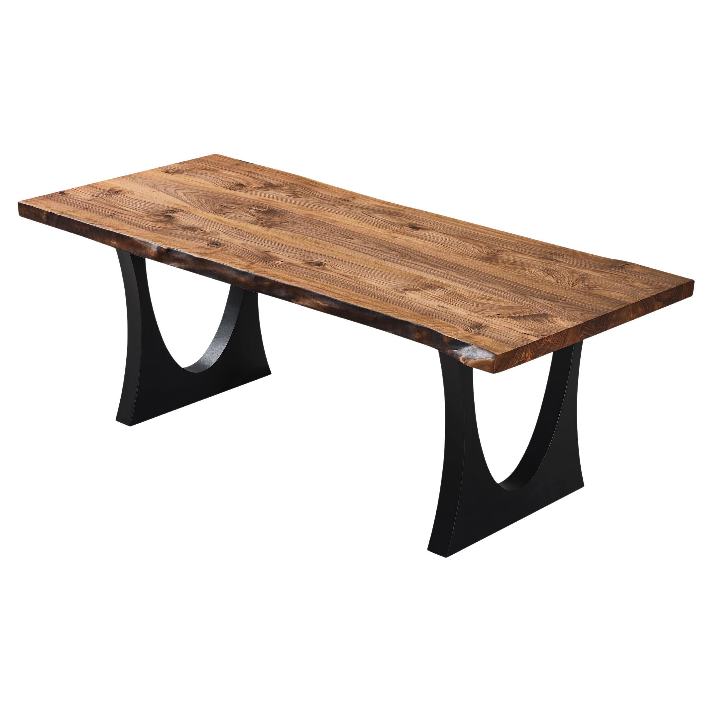 Mesa de comedor de madera maciza de nogal - Mesa de comedor rectangular - Mesa de granja rústica