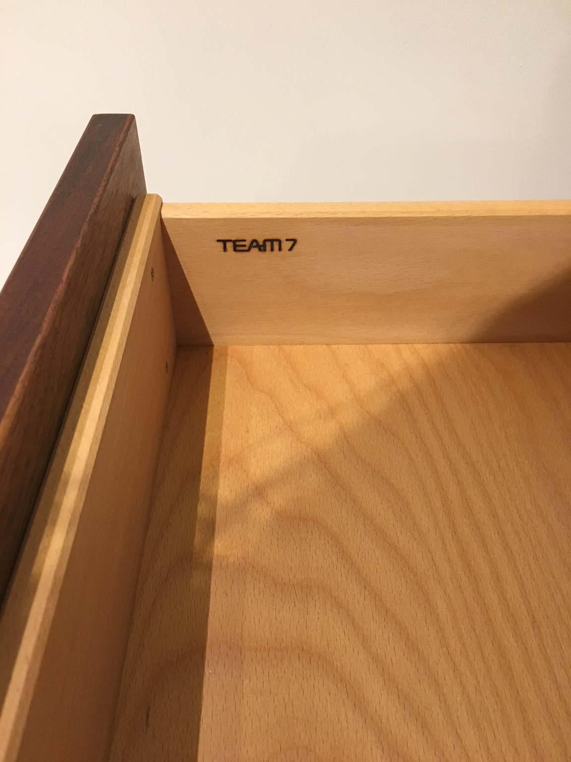 Brushed Solid Walnut Wood Dresser with Matt Stainless Steel Flap Handles by Team 7