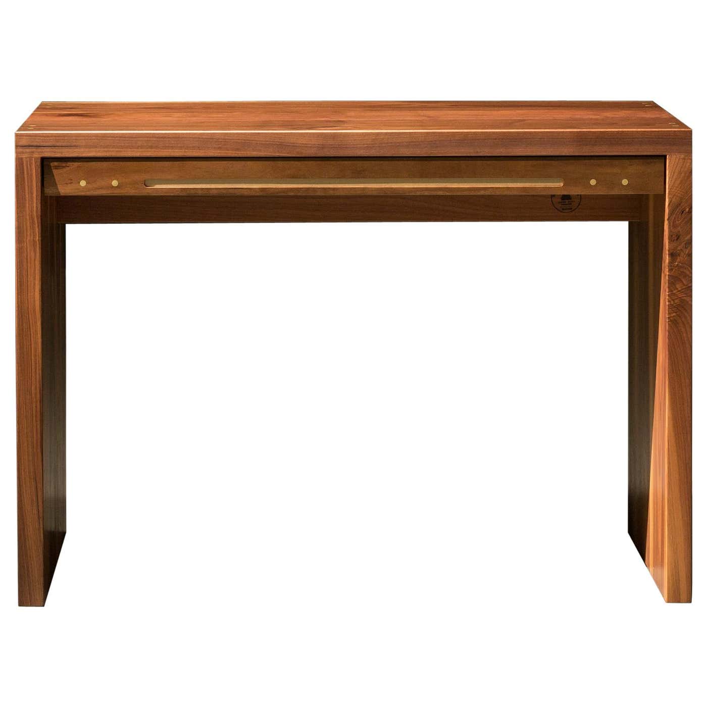 Library Writing Desk Solid Walnut Writing Desk with Brass Inlay