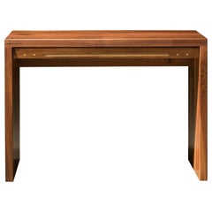 Solid Walnut Writing Desk with Brass Inlay "Library Writing Desk"