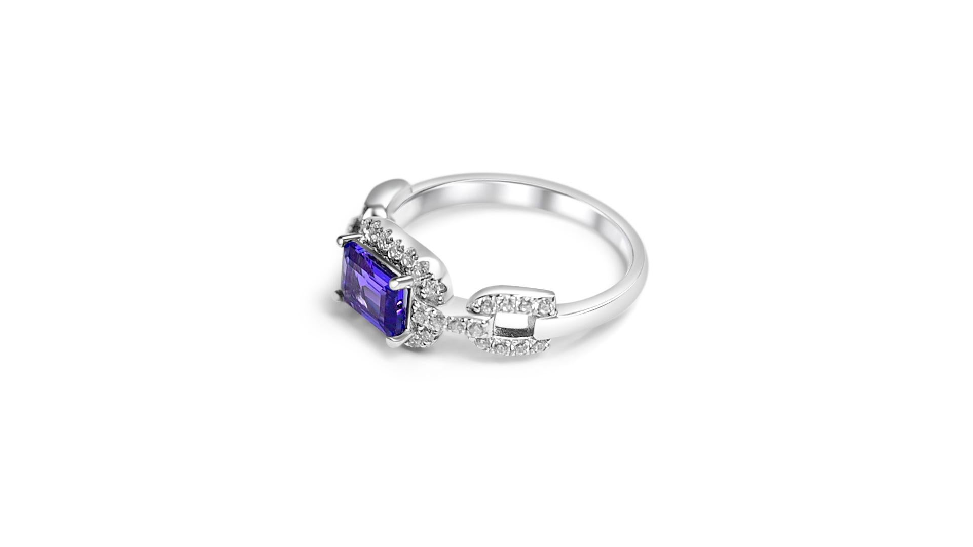 Art Deco Solid Wedding Engagement Tanzanite Ring 925 Sterling Silver Women's Jewelry  For Sale