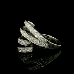 Solid White Gold 1.50ctw Round Fiery Diamond Covered Bypass Modern Ring