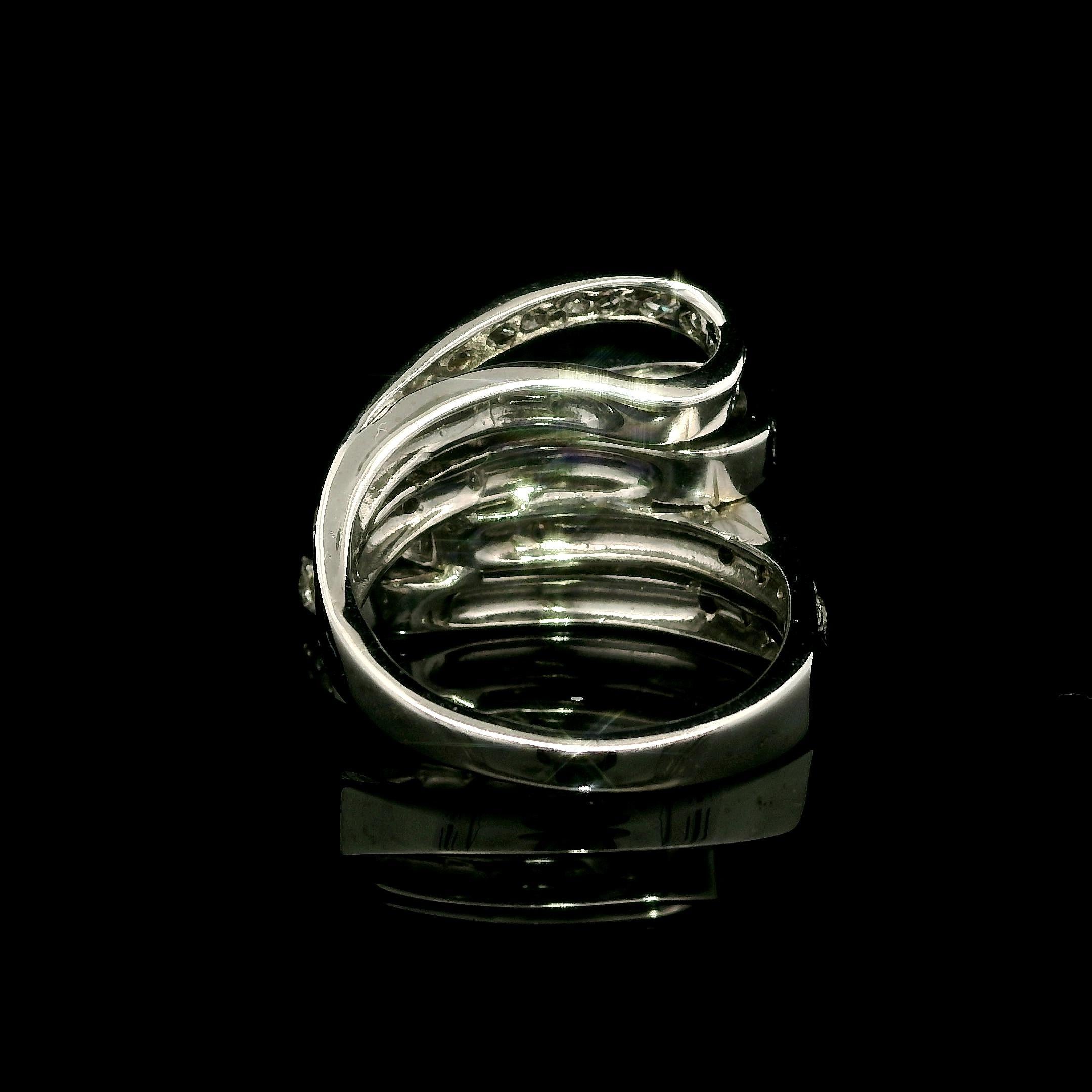 Brilliant Cut Solid White Gold 1.50ctw Round Fiery Diamond Covered Bypass Modern Ring For Sale