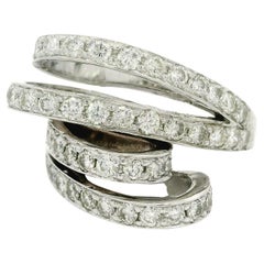Solid White Gold 1.50ctw Round Fiery Diamond Covered Bypass Modern Ring