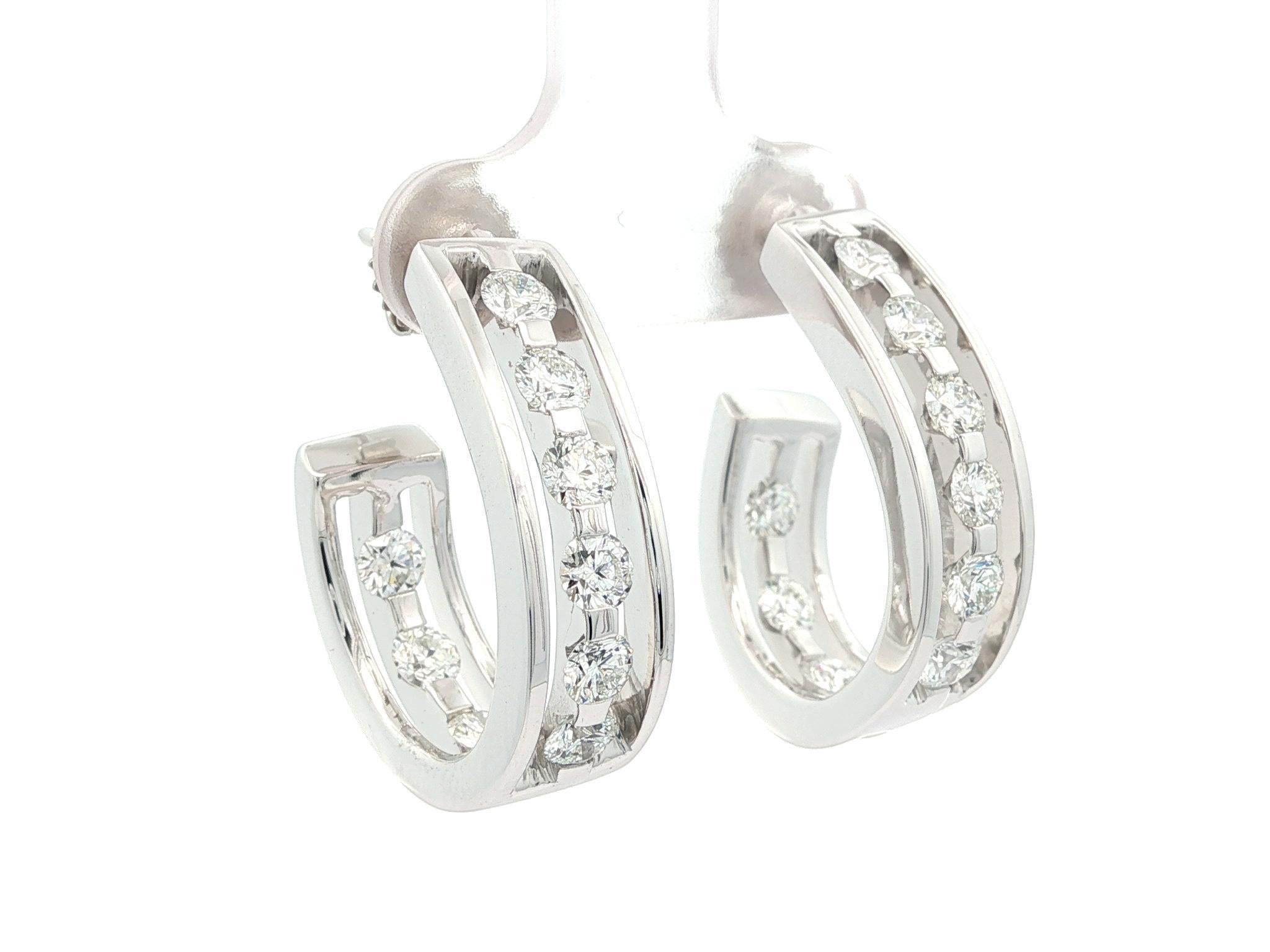Orecchini a polsino in oro bianco massiccio con diamanti rotondi fluttuanti da 2,50 carati F VS In & Out in vendita 5