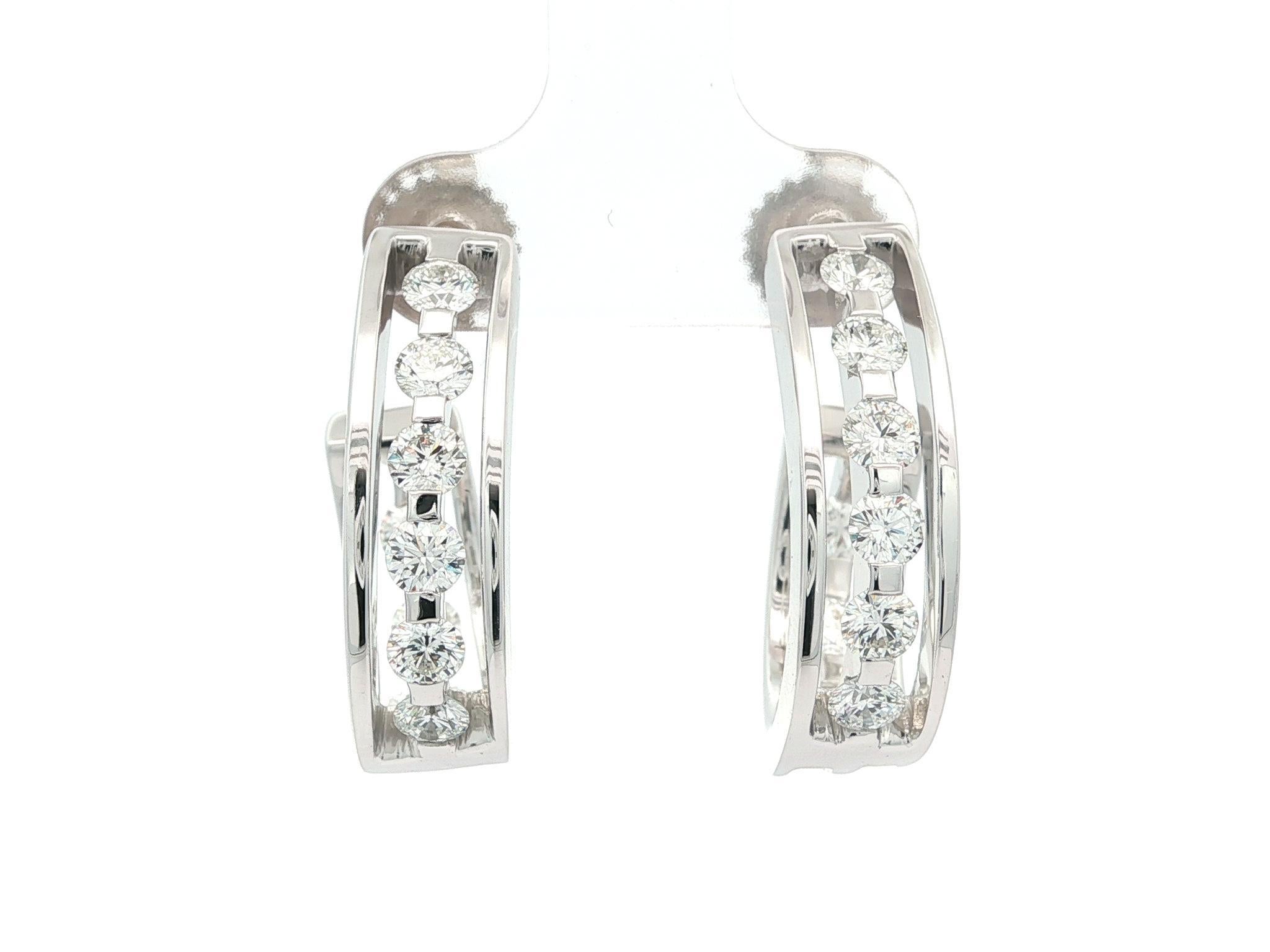 Orecchini a polsino in oro bianco massiccio con diamanti rotondi fluttuanti da 2,50 carati F VS In & Out in vendita 4