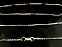 Solid White Gold .25ct Round Bezel Diamond Solitaire Pendant on 15" Unique Chain