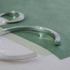 Pulsera Puño Oro Blanco Macizo Flujo Triángulo a Cuadrado