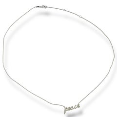 Solid White Gold Diamond Studded Peace Necklace