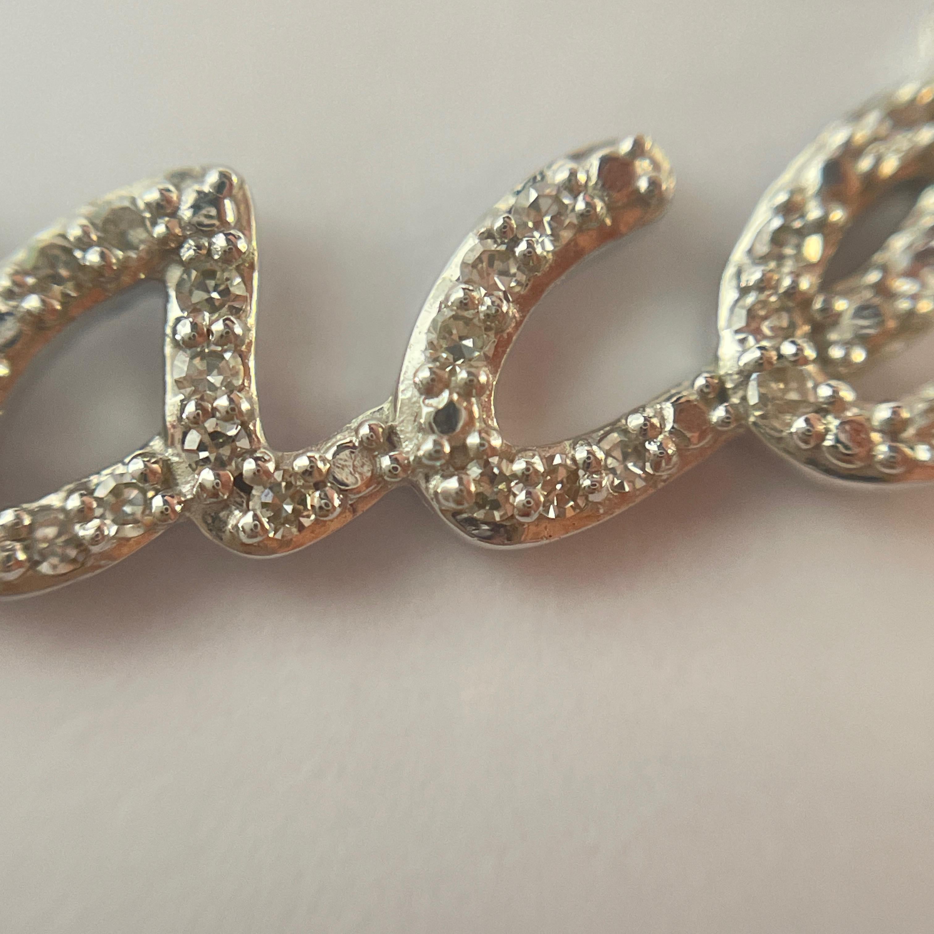 Femenino o masculino Collar de la Paz de Oro Blanco Macizo Tachonado de Diamantes en venta