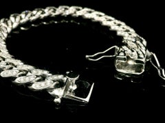 Solid White Gold High Quality 3ctw Diamond Covered Cuban Curb Link Bracelet