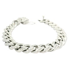 Pulsera de eslabones cubana de oro blanco macizo de alta calidad recubierta de diamantes de 3 ctw