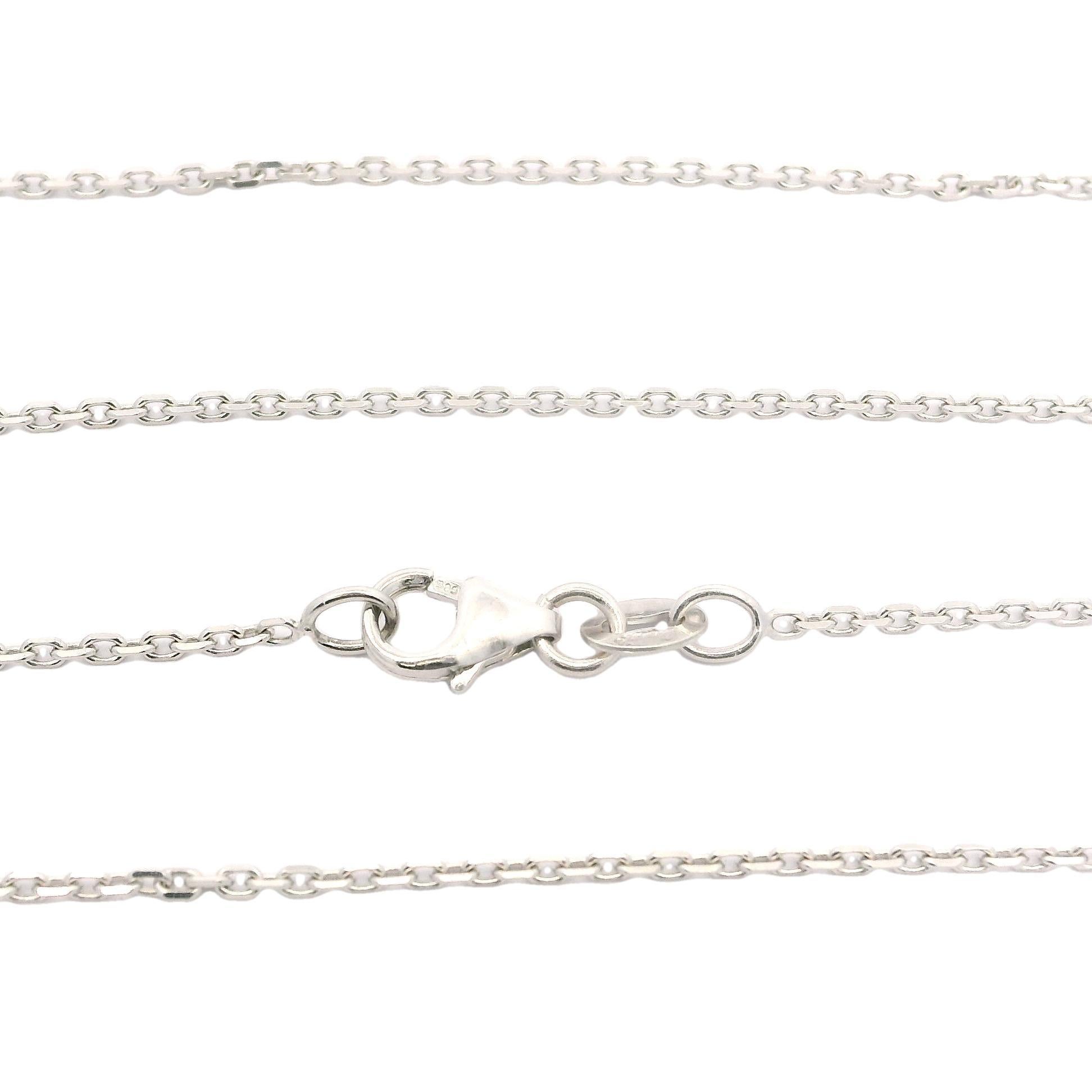 Solid White Gold Opal & Diamond Pendant on 16