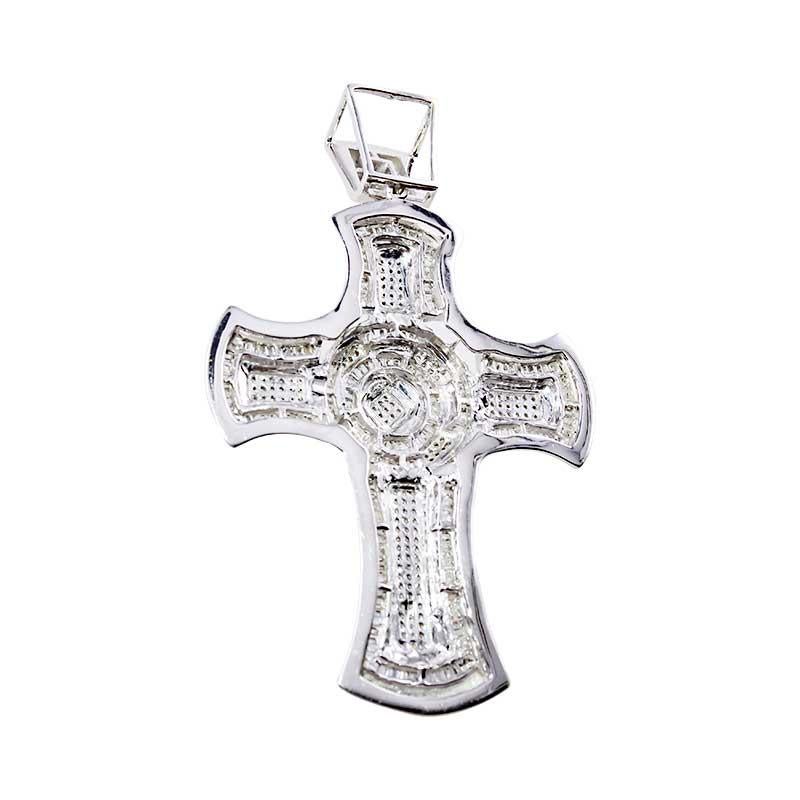 Women's or Men's Solid White Gold South American Style Cross with 3.34 Carat of Diamonds For Sale