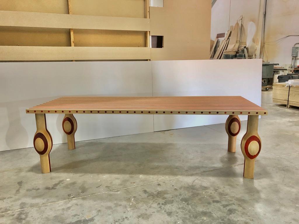 Maple & Padauk Solid Wood Dining Table For Sale 3