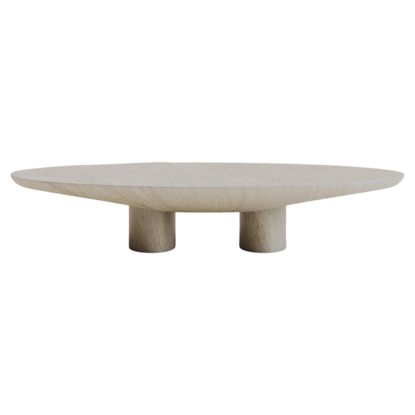 Solid White Marble Abraccio Oval Coffee Table 140 by Studio Narra For Sale