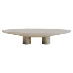 Solid White Marble Abraccio Oval Coffee Table 140 by Studio Narra