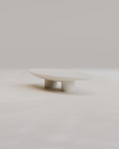 Solid White Marble Abraccio Oval Coffee Table 160 by Studio Narra