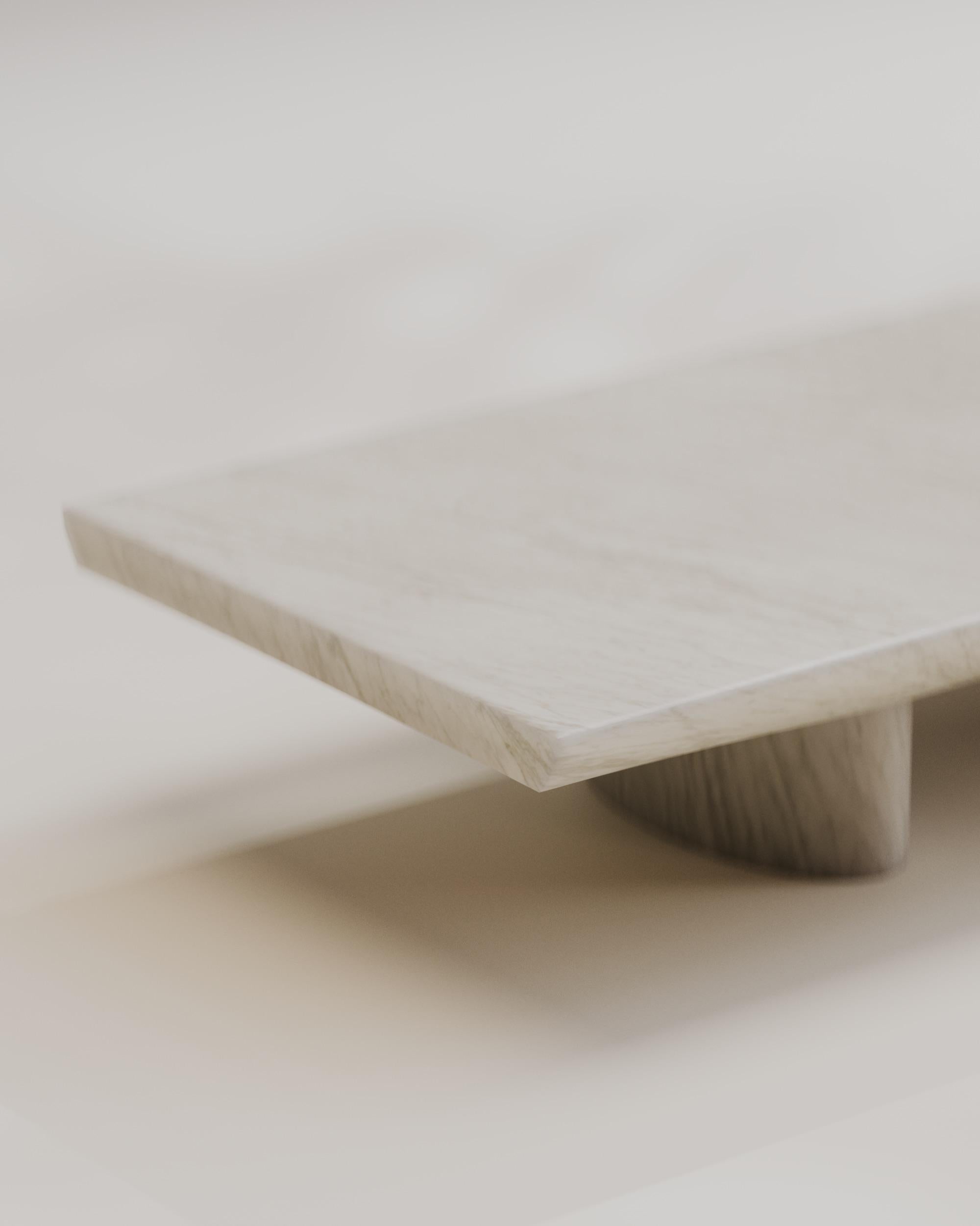 Hand-Crafted Solid White Marble Abraccio Rectangular Coffee Table 140 by Studio Narra For Sale