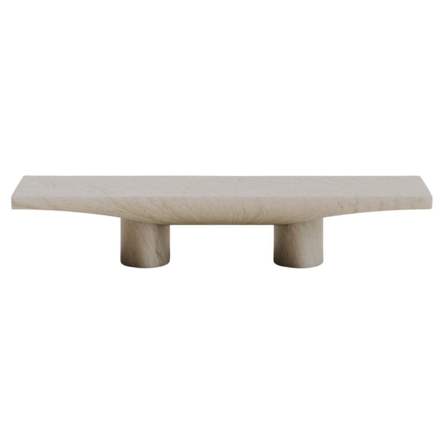 Solid White Marble Abraccio Rectangular Coffee Table 140 by Studio Narra For Sale