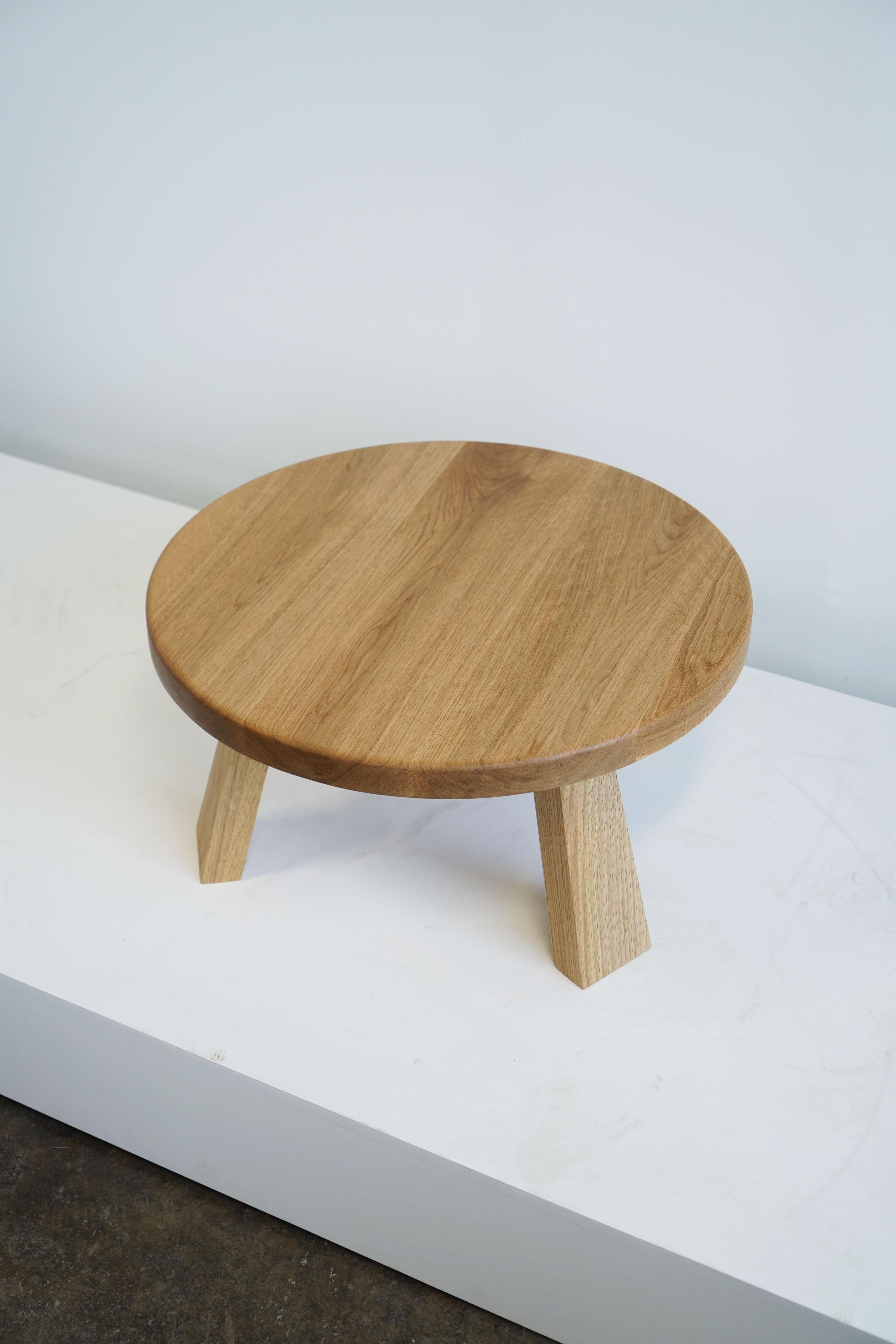 small round oak side table